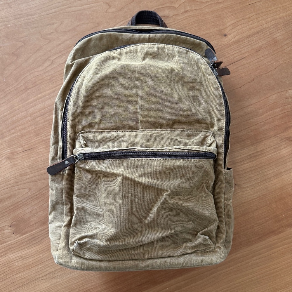 Tan Canvas Travel Backpack